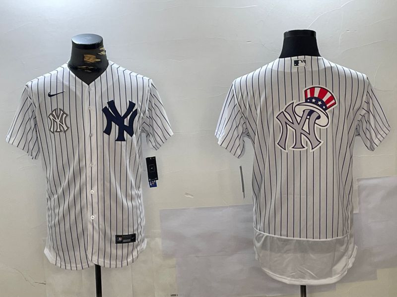 Men New York Yankees Blank White stripe Elite 2024 Nike MLB Jersey style 101611